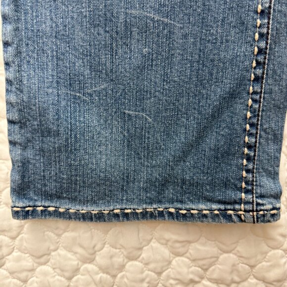 Petrol Distressed Denim Jeans 29x34 bootcut flare Low Rise Size 8 - Picture 15 of 16